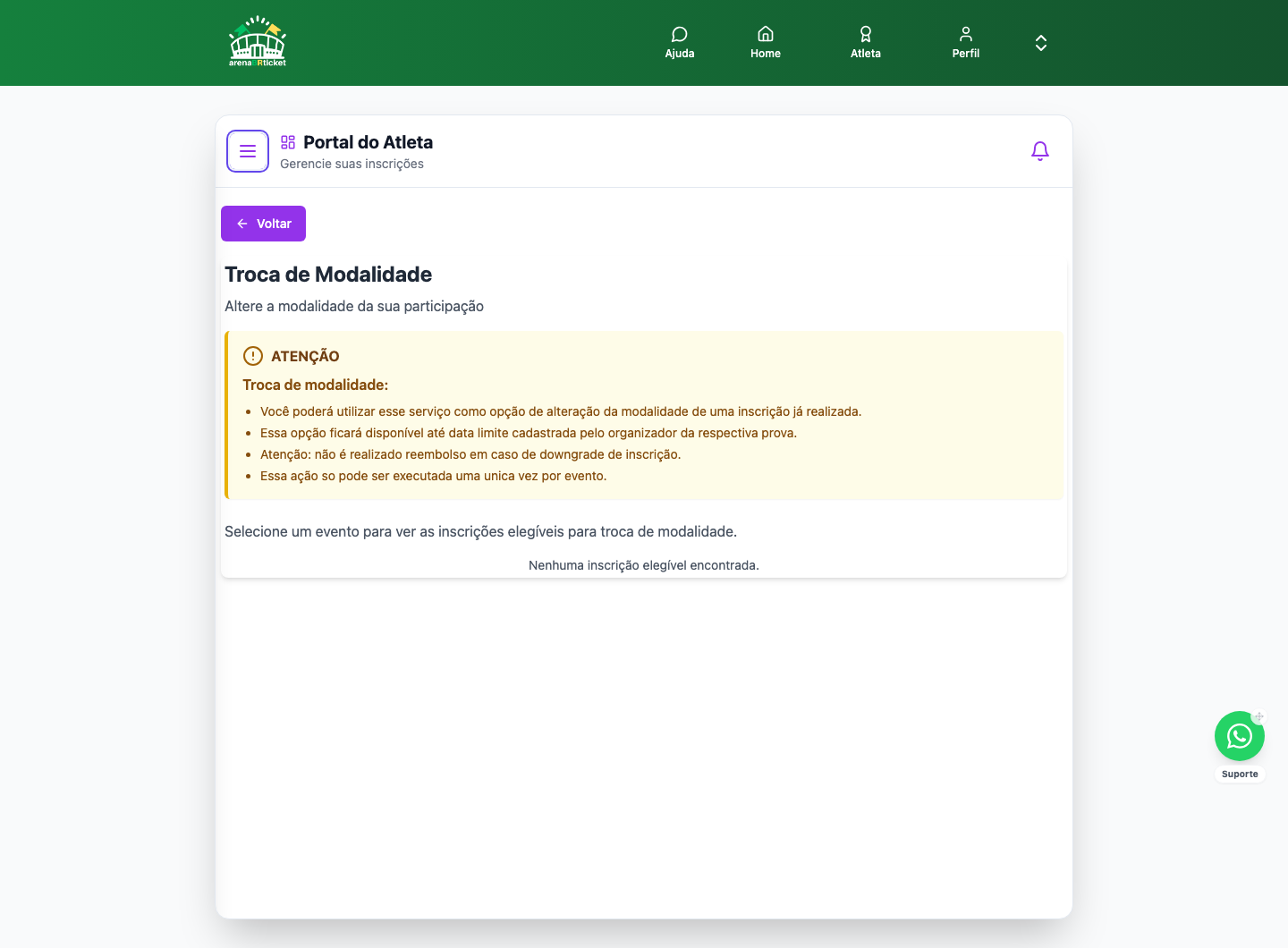Troca de Modalidade