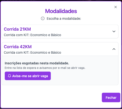 Lista de Espera (Modalidade Esgotada)